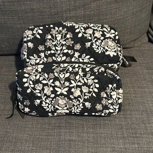 Vera Bradley Black and Gray Floral Cosmetic Bag Set